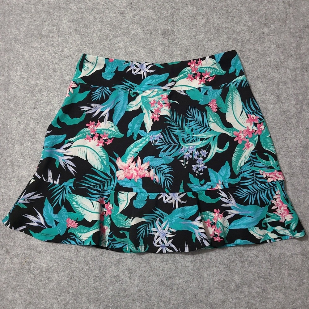 Tommy Bahama Golf Skort Women S Black Floral Tropical Ruffle Athletic Skirt